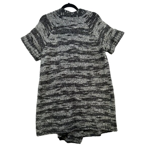 Lane Bryant Womens Open Front Knit Cardigan 14/16 Black Gray White Short Sleeve - Picture 8 of 10